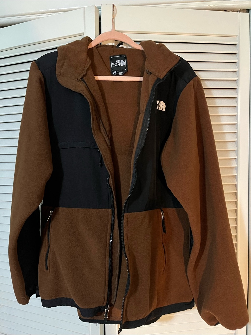 The North Face Denali Hoodie Large Brown and Black Full Zip Fleece Jacket